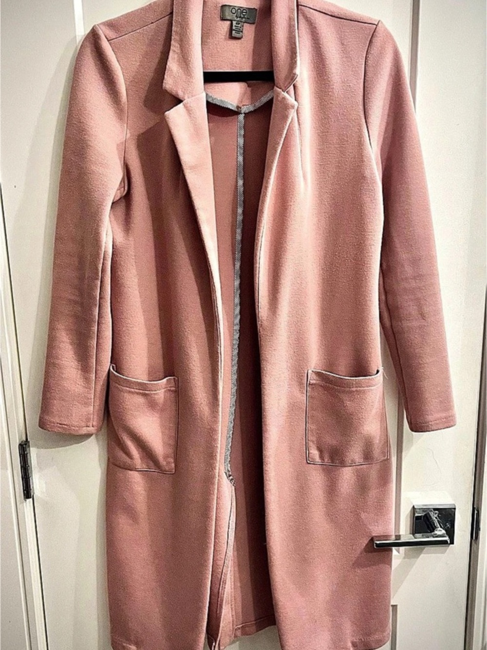 ONE by Chapter One Dusty Rose Pink Long Open-Front Coatigan Jacket - Size S